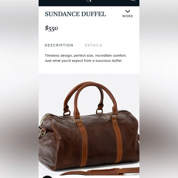 Links & Kings Leather Sundance Duffel Bag. NWT. $550 retail the Floridian logo. - Picture 3 of 9